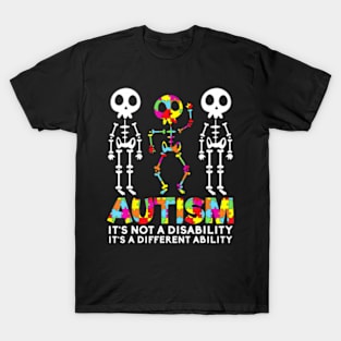 Skull Dance Autism Awareness Mom Dad Kids Autism T-Shirt